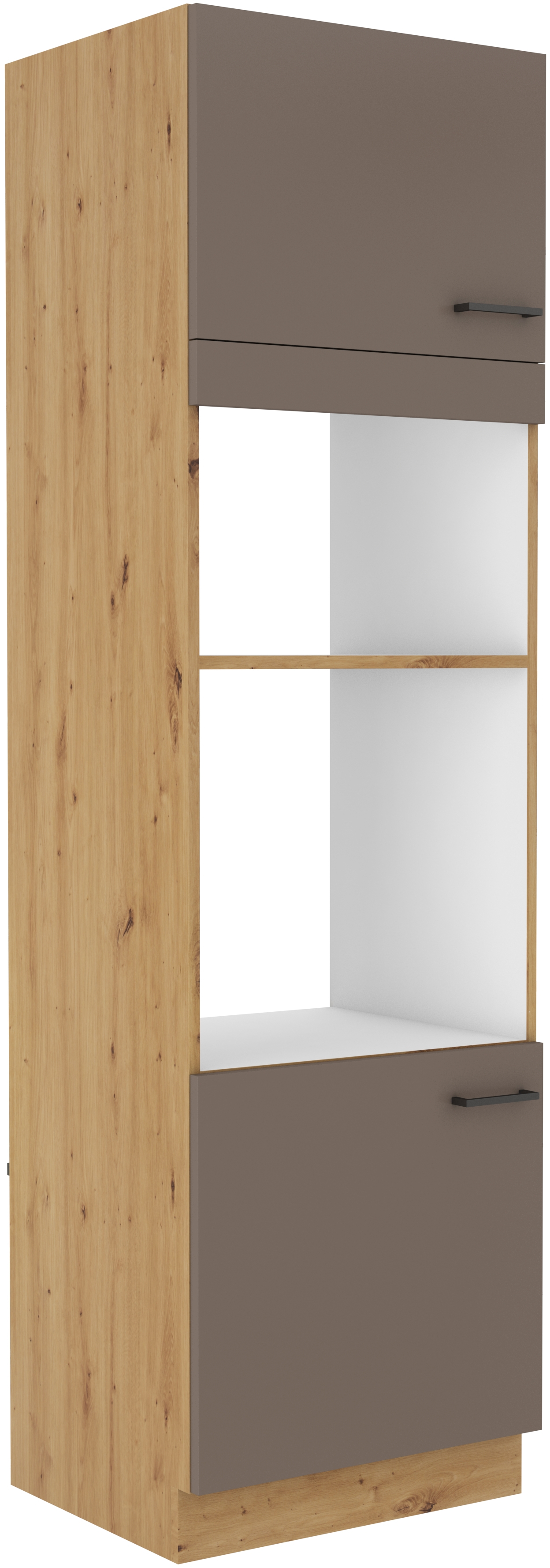 Vysoká skříňka pro vestavnou a mikrovlnou troubu Bolonia 60 DPM-210 2F - šedá,dub artisan