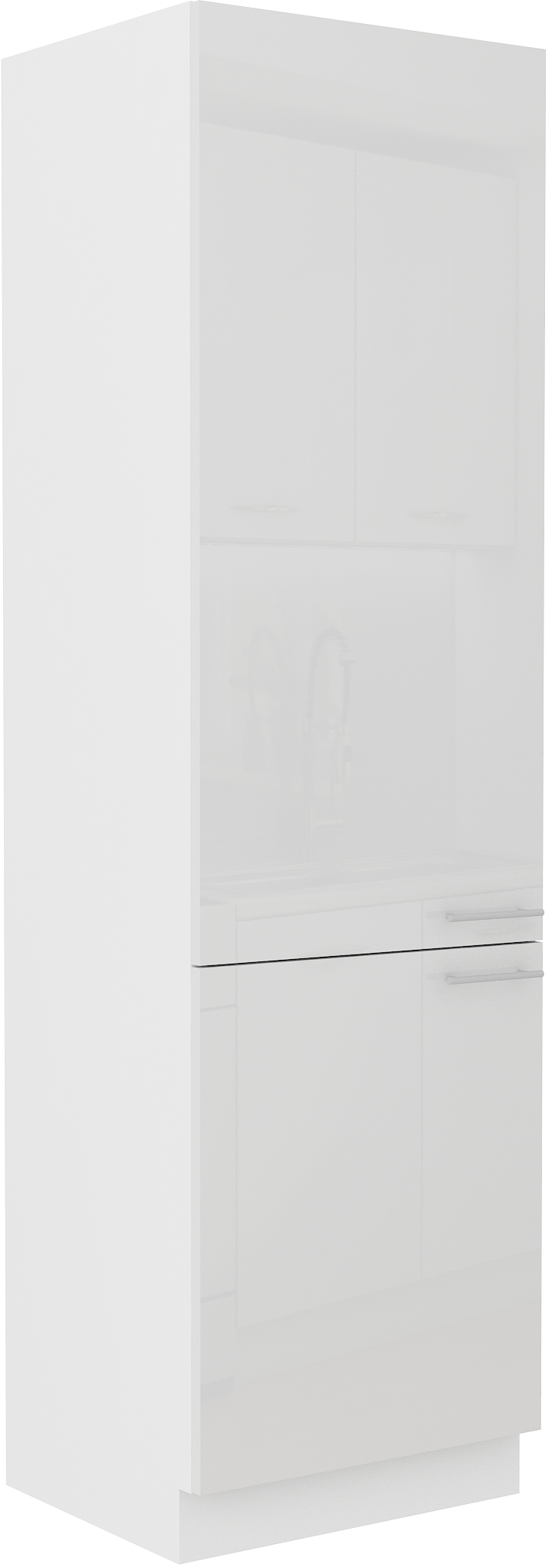Vysoká skříňka na vestavnou lednici Lara 60 LO-210 2F Barva korpusu: Bílá, Barva dvířek: Bílý lesk -