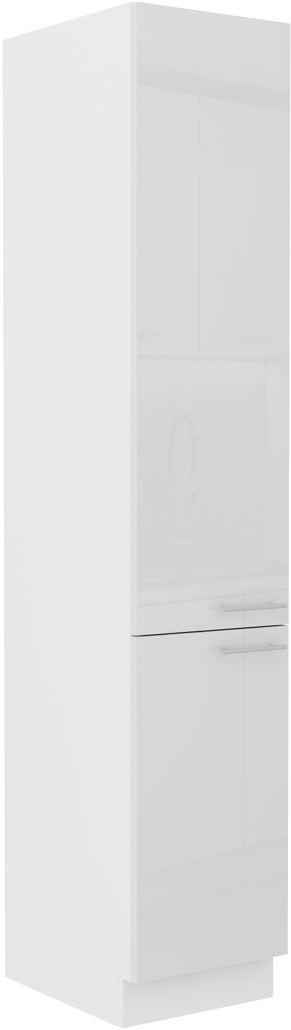 Vysoká potravinová skříňka Lara 40 DK-210 2F Barva korpusu: Bílá, Barva dvířek: Bílý lesk - Bílá,Bíl