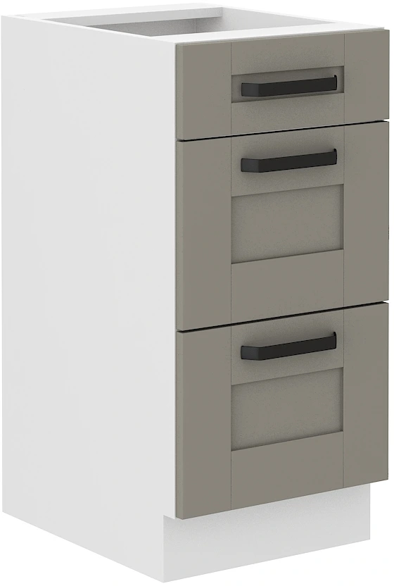 Spodní skříňka Luna 40 D 3S BB - Premium Box Barva korpusu: Bílá, Barva dvířek: Clay Grey