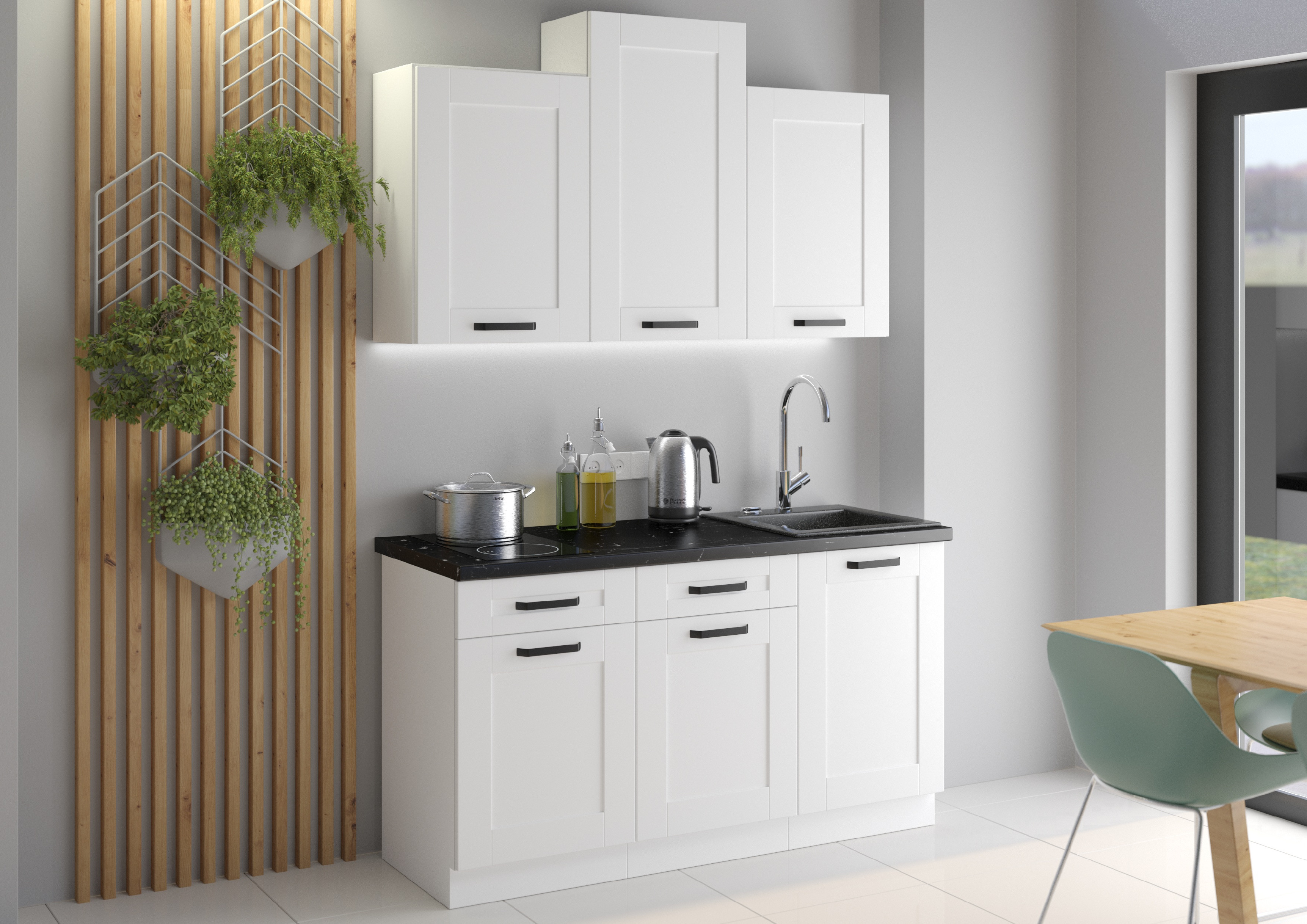 Kuchyňská linka 150 cm Luna 1 - Bílá + Bílá