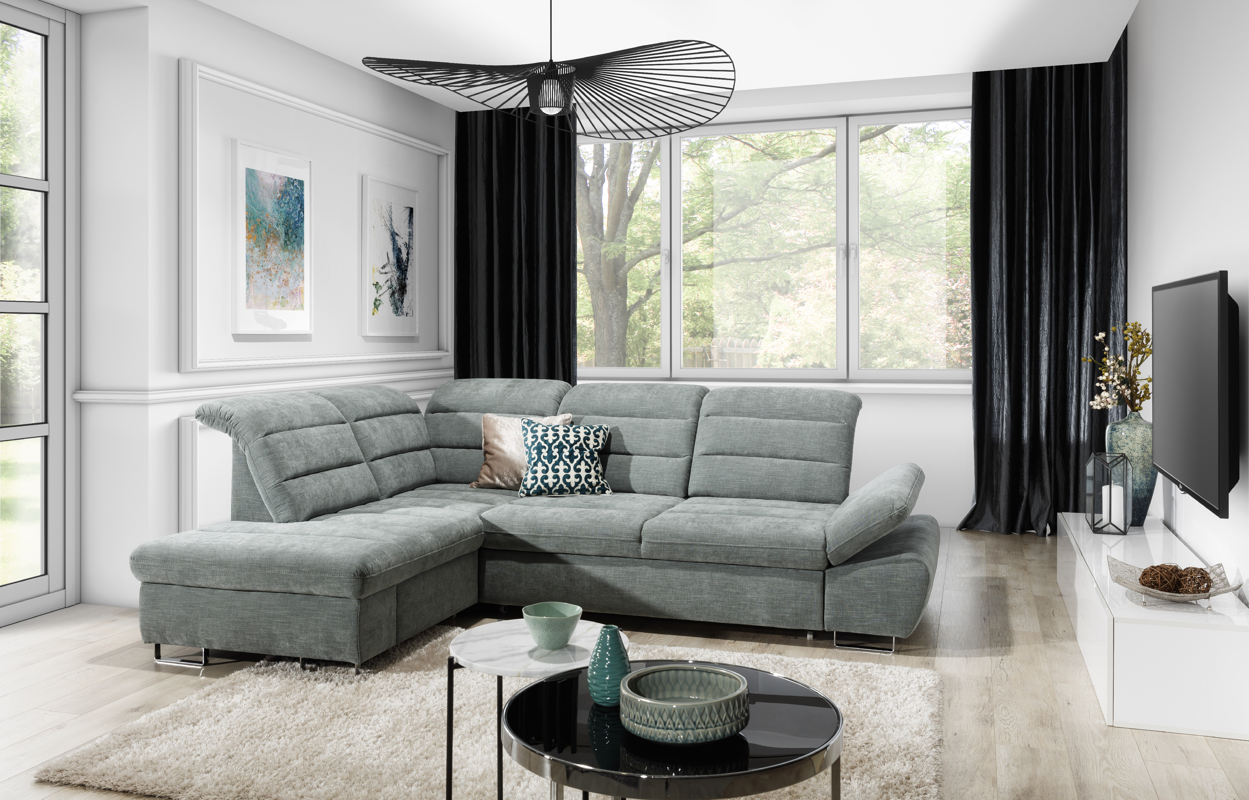 Sedací souprava Roma 2 Provedení: Pravá varianta, Nožičky: Chrom, látka: Terra 76