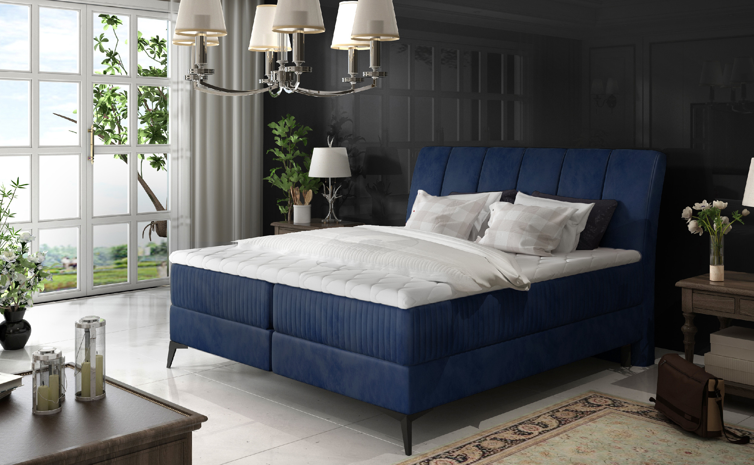 Boxspring Aderito Barva korpusu: Monolith 77, Rozměr: 160 x 200 cm