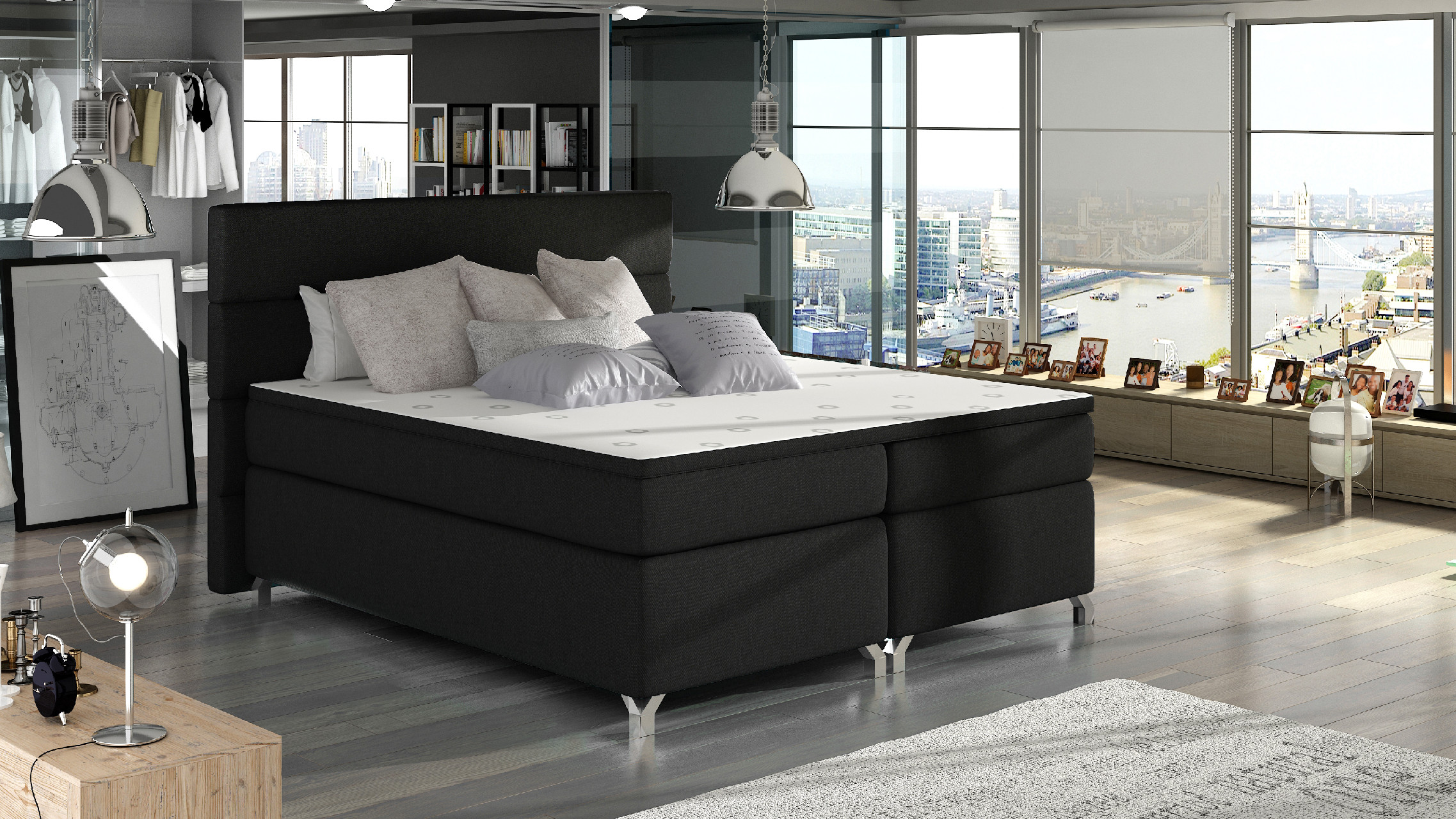 Boxspring Amadeo Rozměr: 140 x 200 cm, látka: Sawana 14, Varianta: Bez LED osvětlení
