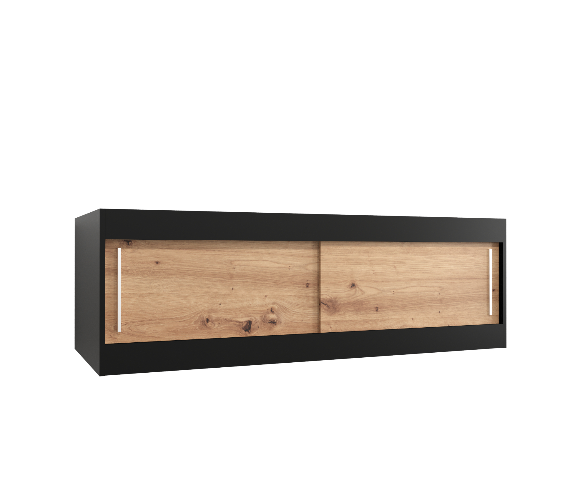Nástavec na skříň Abi Barva korpusu: Černá, Rozměry: 150 cm, Dveře: Dub artisan