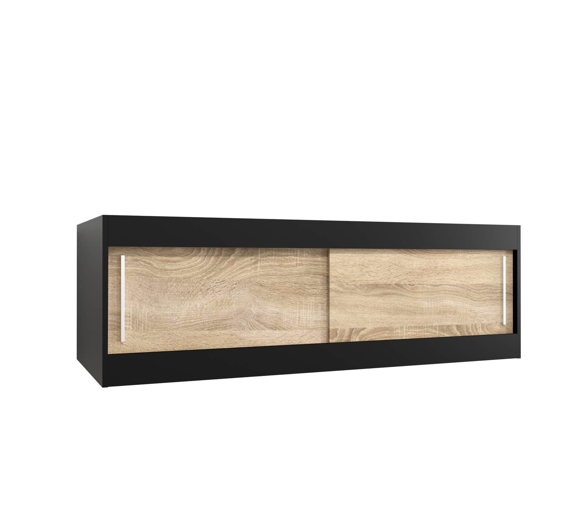 Nástavec na skříň Abi Barva korpusu: Černá, Rozměry: 150 cm, Dveře: Dub sonoma