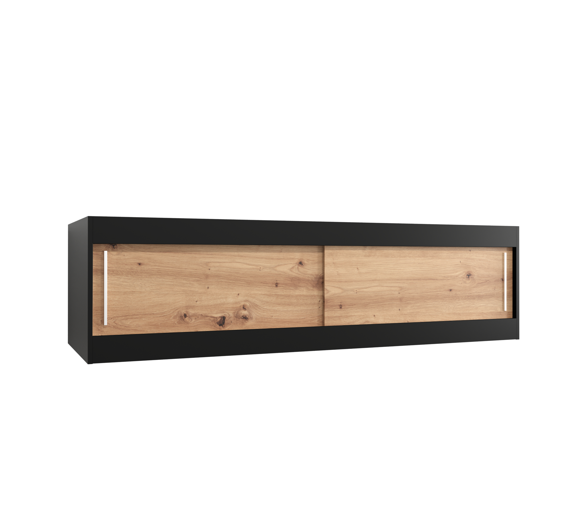 Nástavec na skříň Abi Barva korpusu: Černá, Rozměry: 180 cm, Dveře: Dub artisan