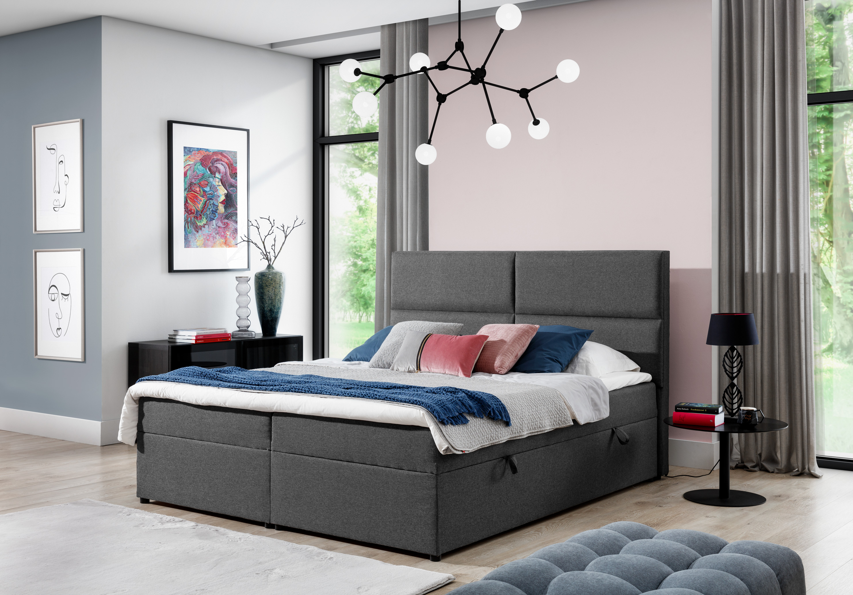Boxspring Amber Rozměr: 140 x 200 cm, látka: Sawana 05