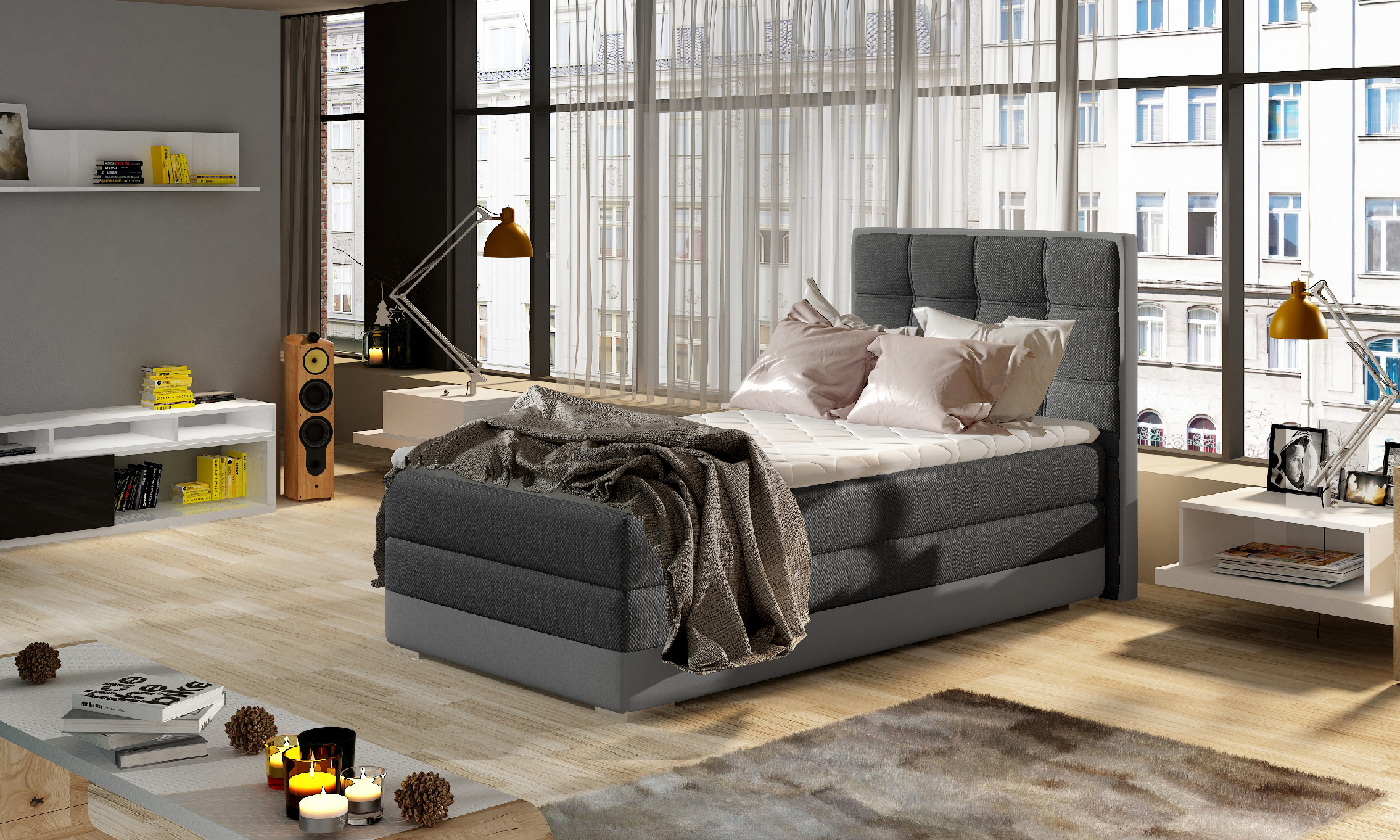 Boxspring Aster 90 látka: Inari 96/ Soft 29, Varianta: Levá
