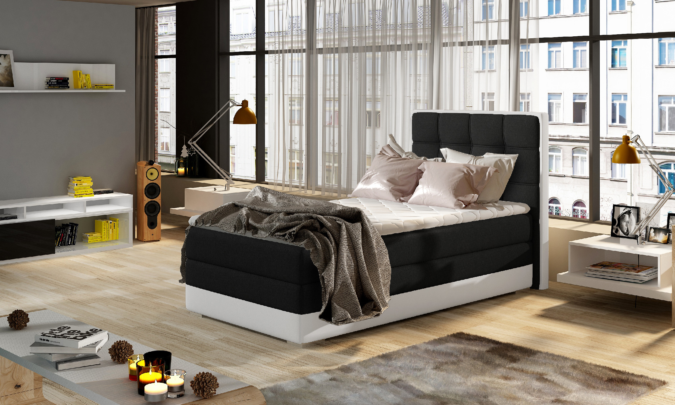 Boxspring Aster 90 látka: Sawana 14/ Soft 17, Varianta: Levá