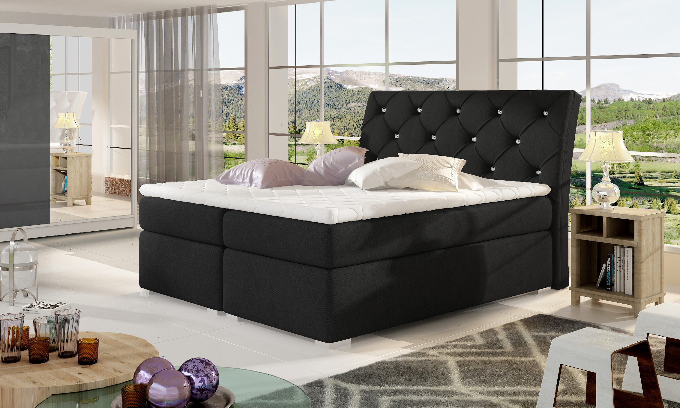 Boxspring Balvin Rozměr: 160 x 200 cm, látka: Sawana 14