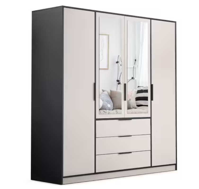 Šatní skříň Lati D4 Barva korpusu: Černá, Rozměry: 196 cm, Dveře: Kašmír