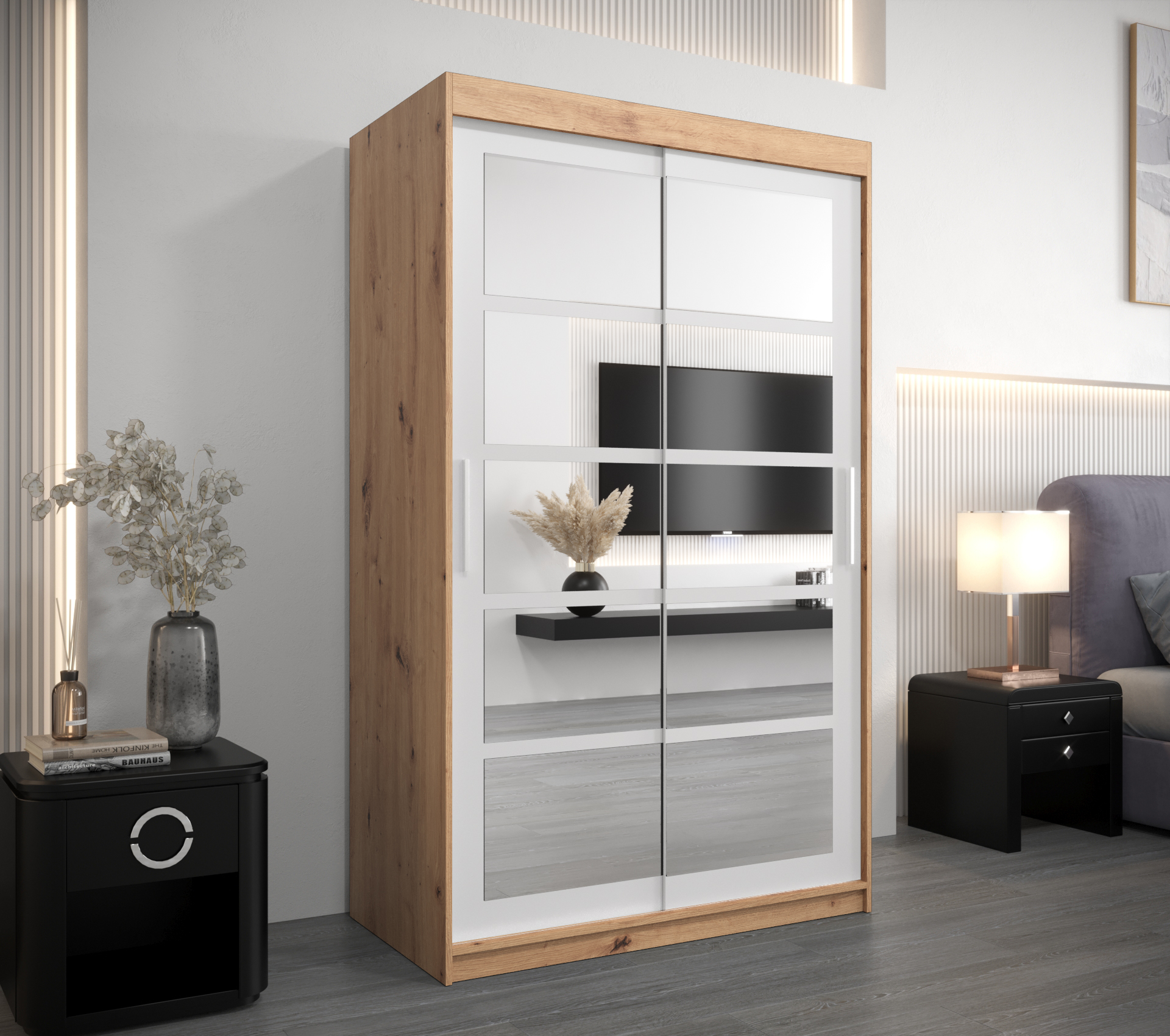 Šatní skříň Abi Ro2 Barva korpusu: Bílá, Rozměry: 150 cm, Dveře: Dub sonoma
