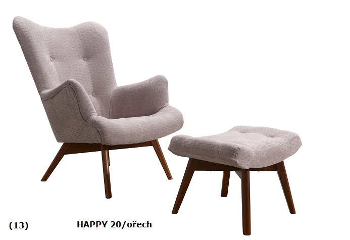 Křeslo Pik HAPPY 20 a podnožka Provedení: Křeslo + podnožka, Nožičky: Černé, látka: Happy 20