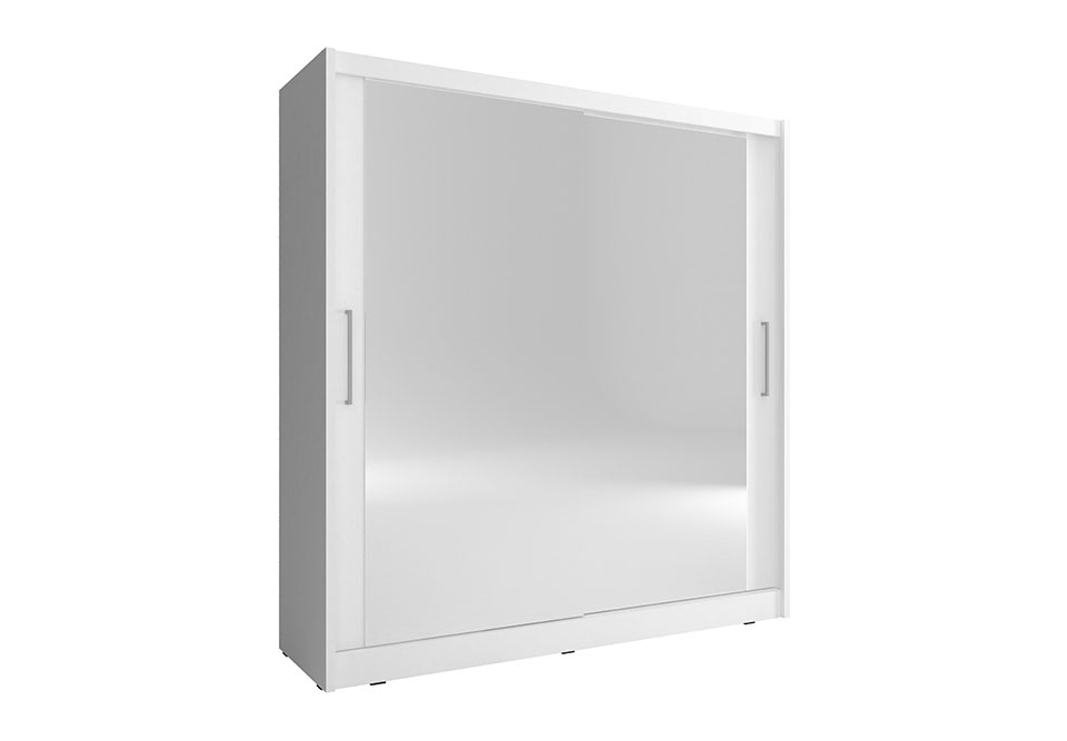 Šatní skříň Maja VI Barva korpusu: Bílá, Rozměry: 200 cm, Dveře: Velká zrcadla - Bílá,Velká zrcadla