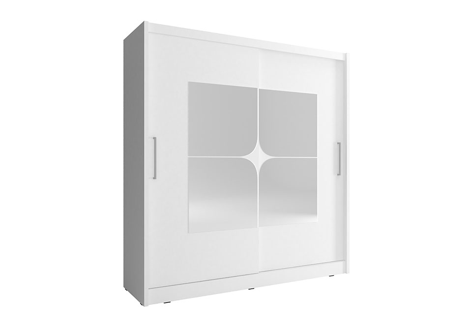 Šatní skříň Maja VII Barva korpusu: Bílá, Rozměry: 200 cm, Dveře: Zrcadlo - Bílá,Zrcadlo