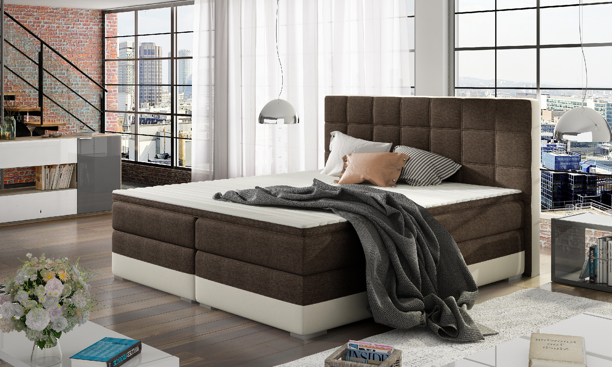 Boxspring Damaso Rozměr: 160 x 200 cm, látka: Sawana 26/ Soft 33