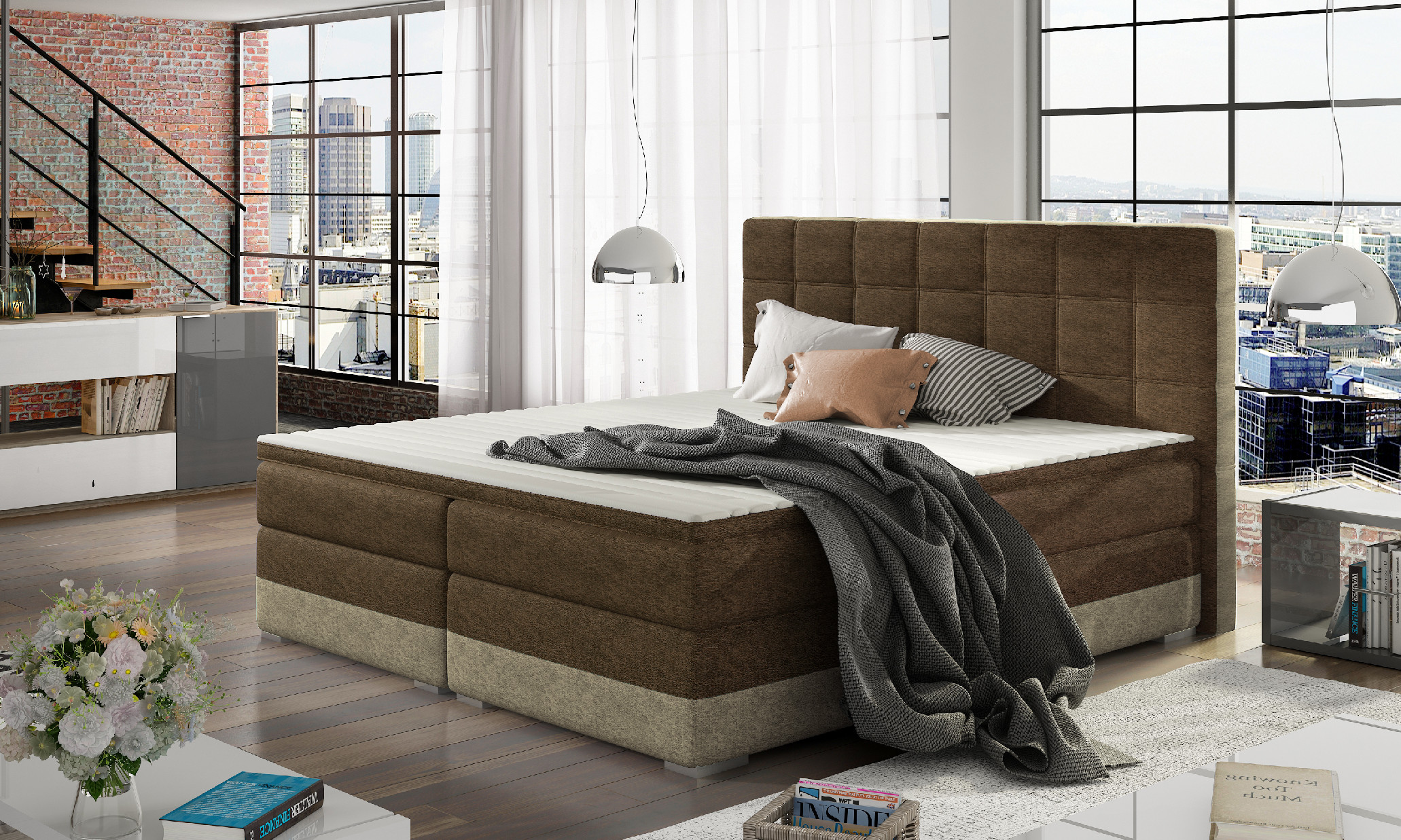 Boxspring Damaso Rozměr: 140 x 200 cm, látka: Sawana 14/ Soft 17 (obrázek 9)