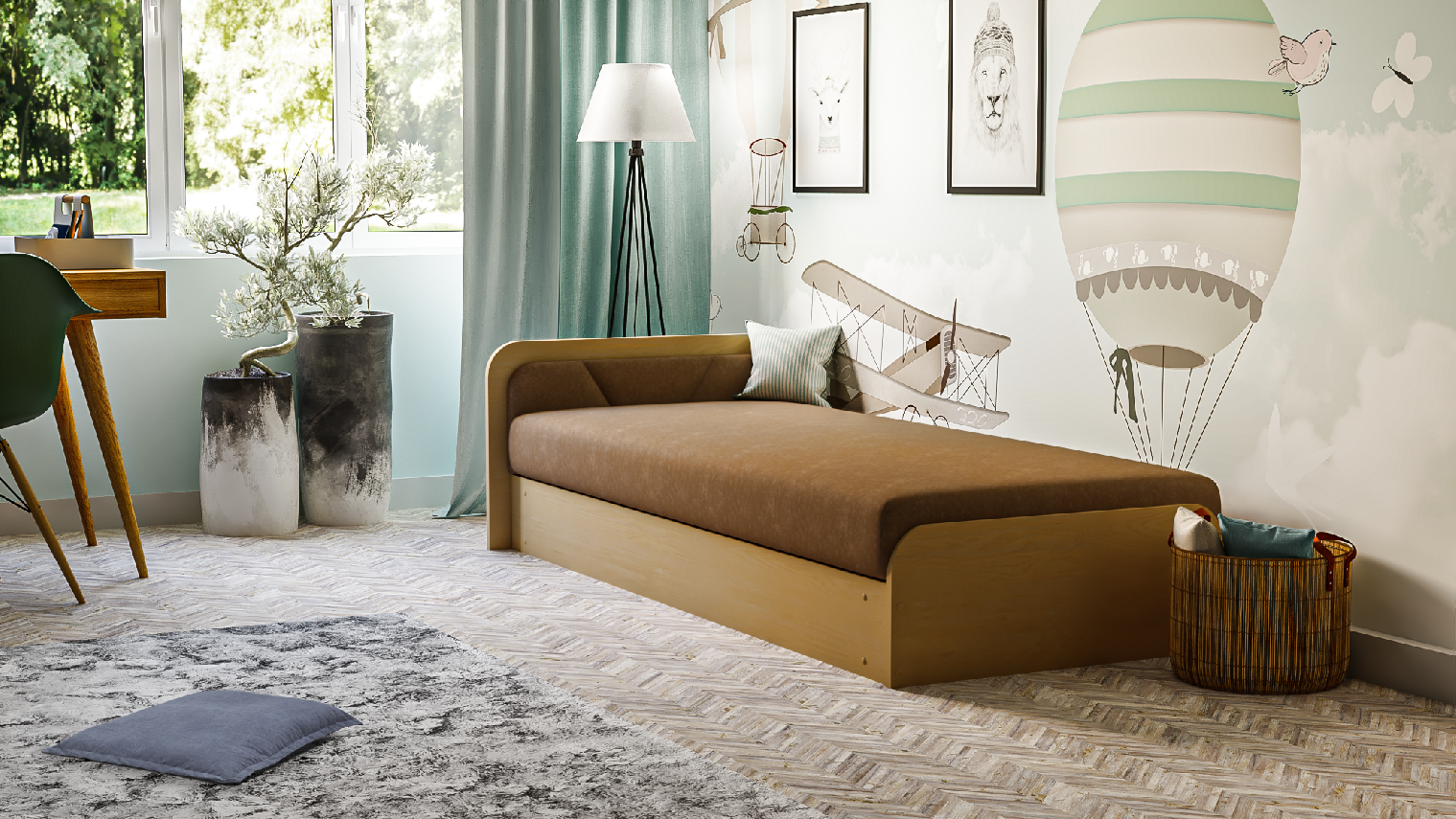 Postel Parys 90 Barva korpusu: Hnědá, látka: Alova 67, Varianty: Levá - úložný prostor