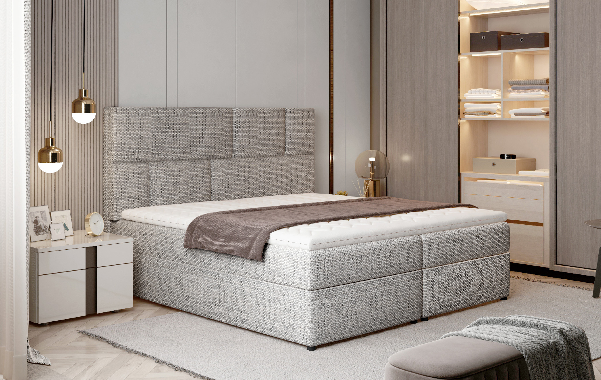 Boxspring Florence Rozměr: 165 x 210 cm, látka: Berlin  01