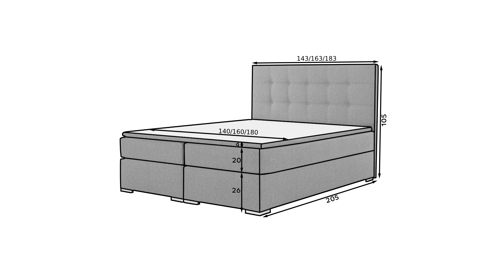 Boxspring Inez Rozměr: 140 x 200 cm, látka: Inari 96 (obrázek 10)