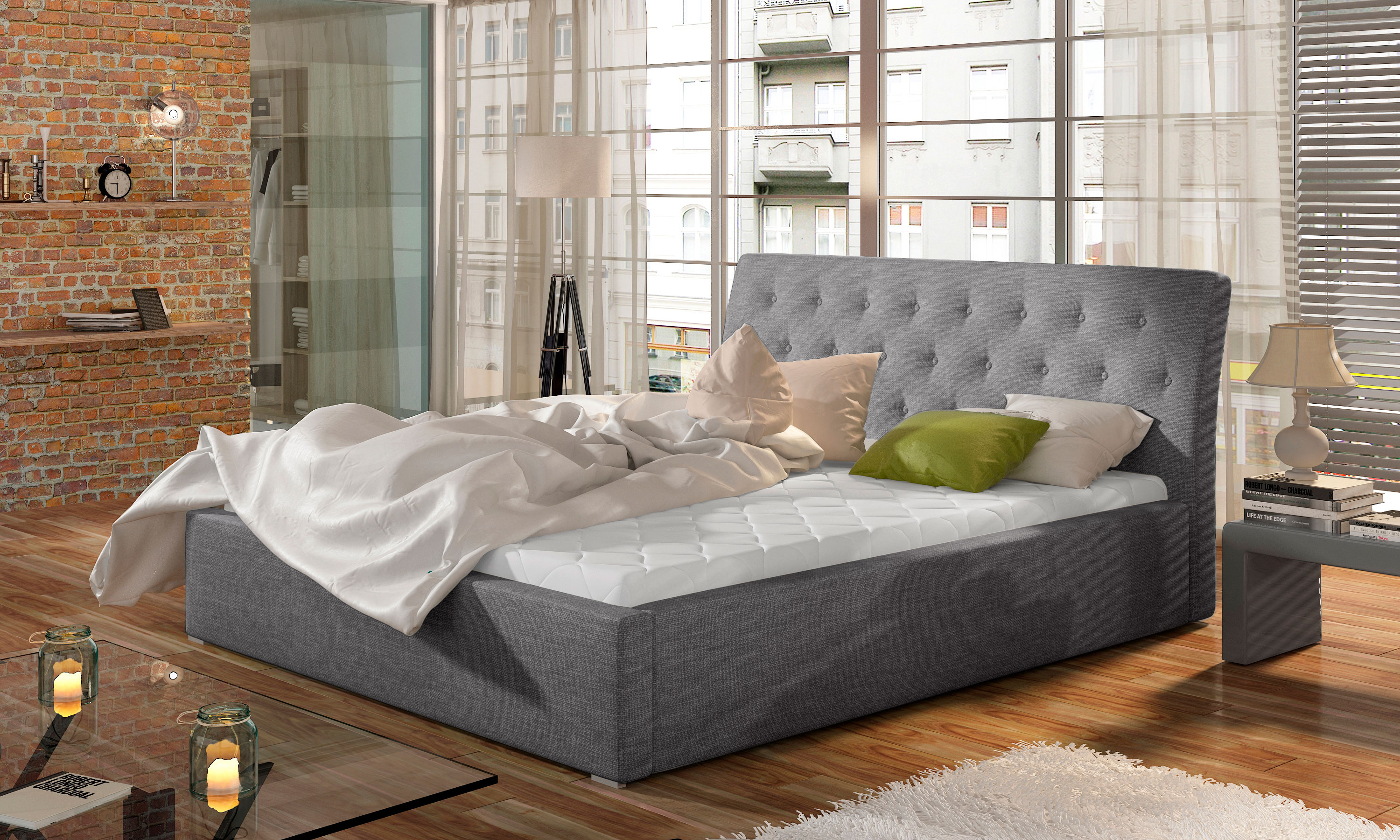 Postel Milano - dřevěný rám Rozměr: 180 x 200 cm, látka: Sawana 21