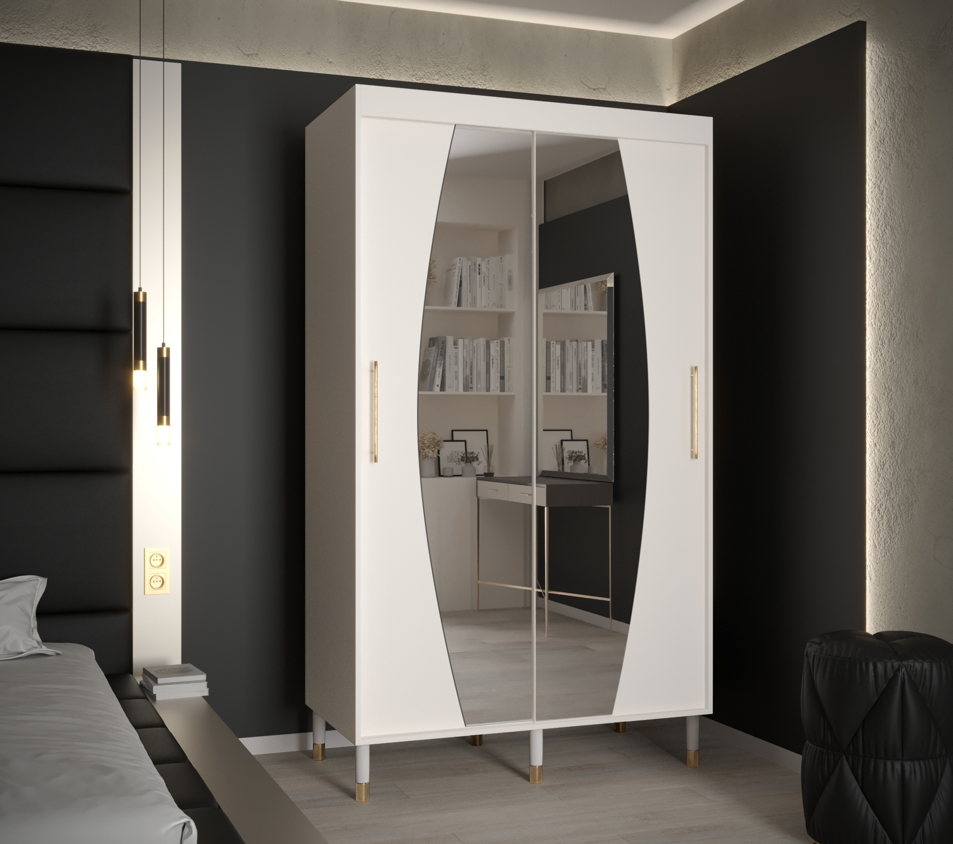 Šatní skříň Abi Calipso Ely Barva korpusu: Bílá, Rozměry: 120 cm, Dveře: Ely - bílá + zrcadlo - Bílá