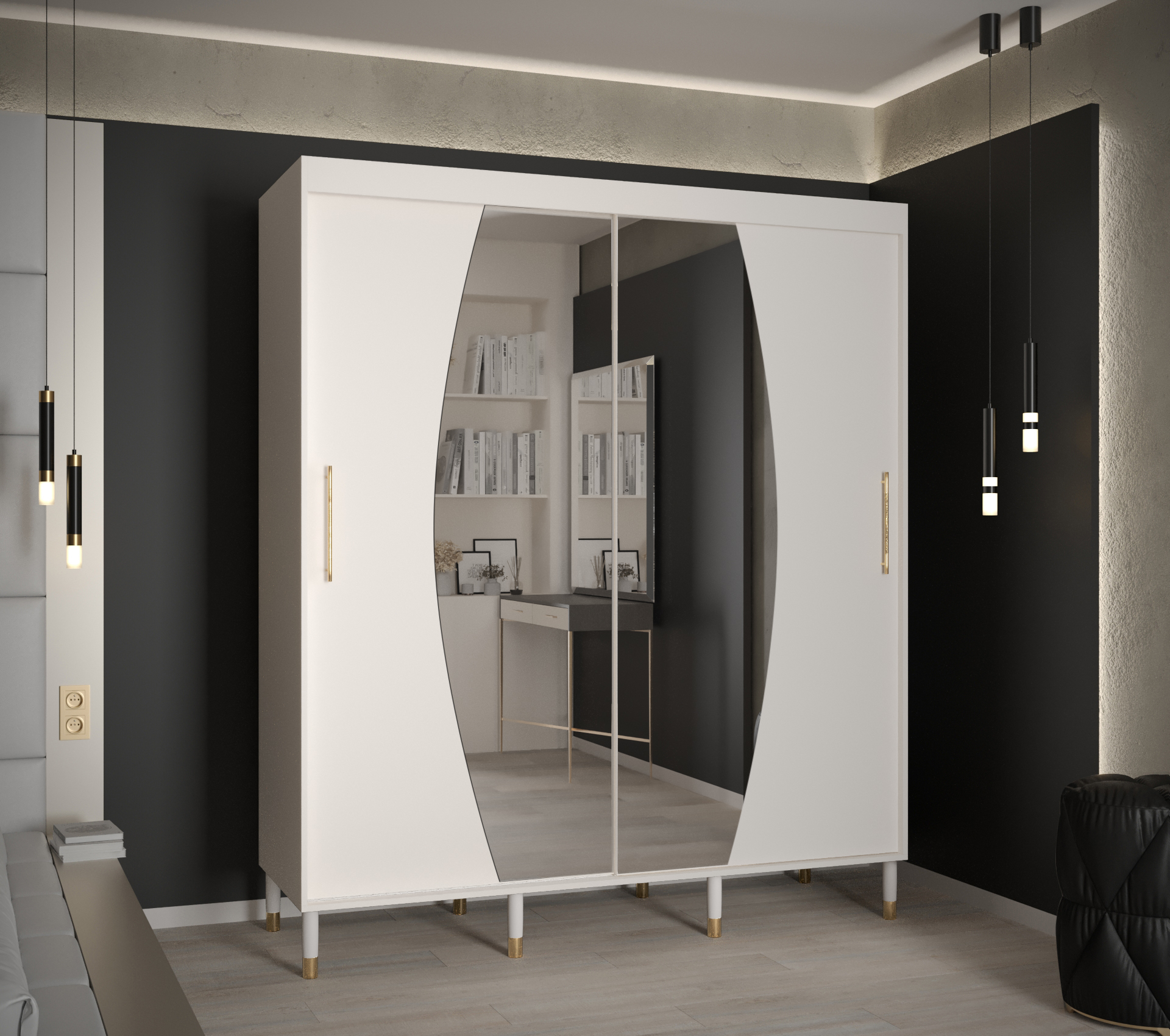 Šatní skříň Abi Calipso Ely Barva korpusu: Bílá, Rozměry: 180 cm, Dveře: Ely - bílá + zrcadlo - Bílá