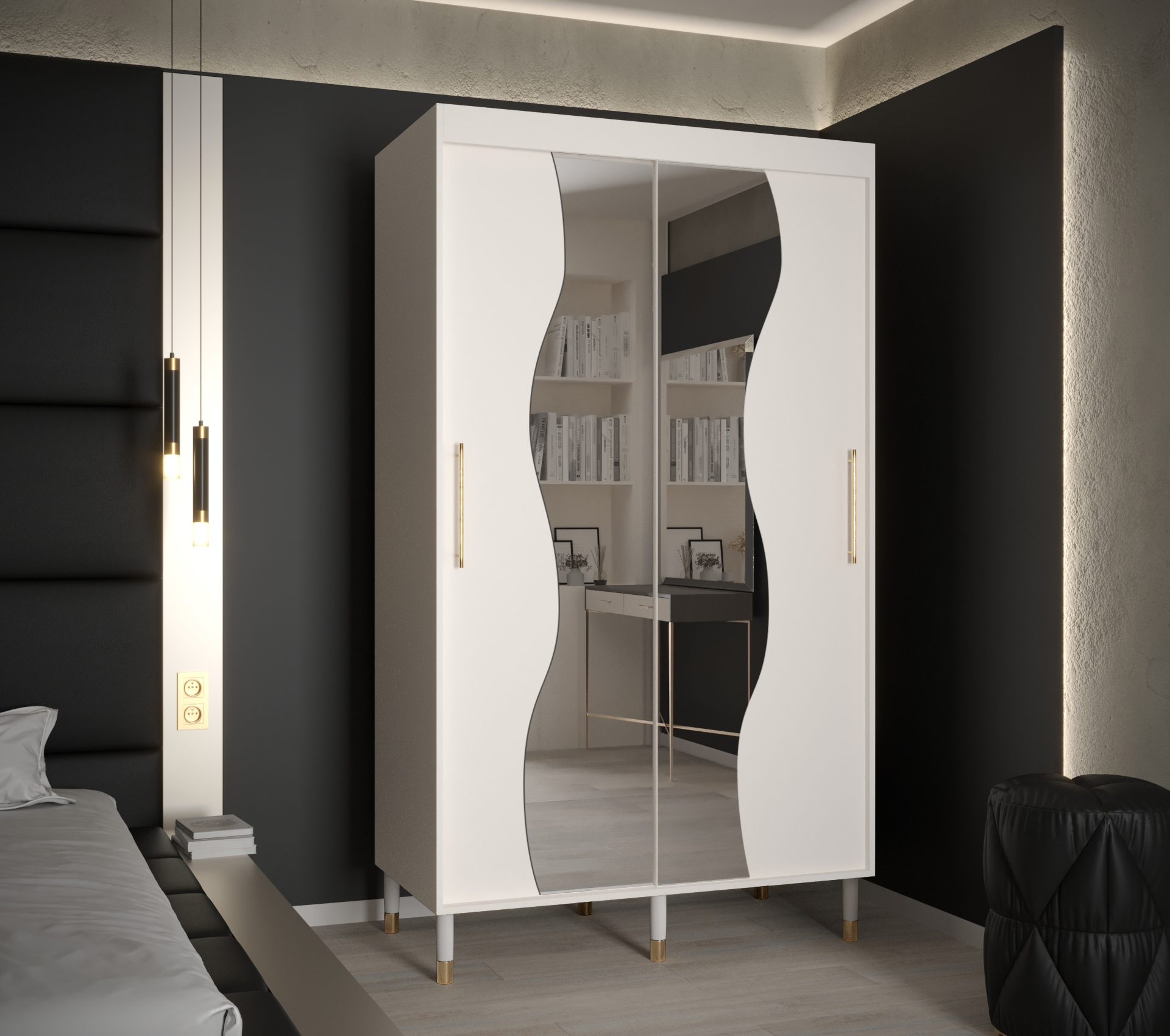 Šatní skříň Abi Calipso Mad Barva korpusu: Bílá, Rozměry: 120 cm, Dveře: Bílá + zrcadlo - Bílá,Bílá 