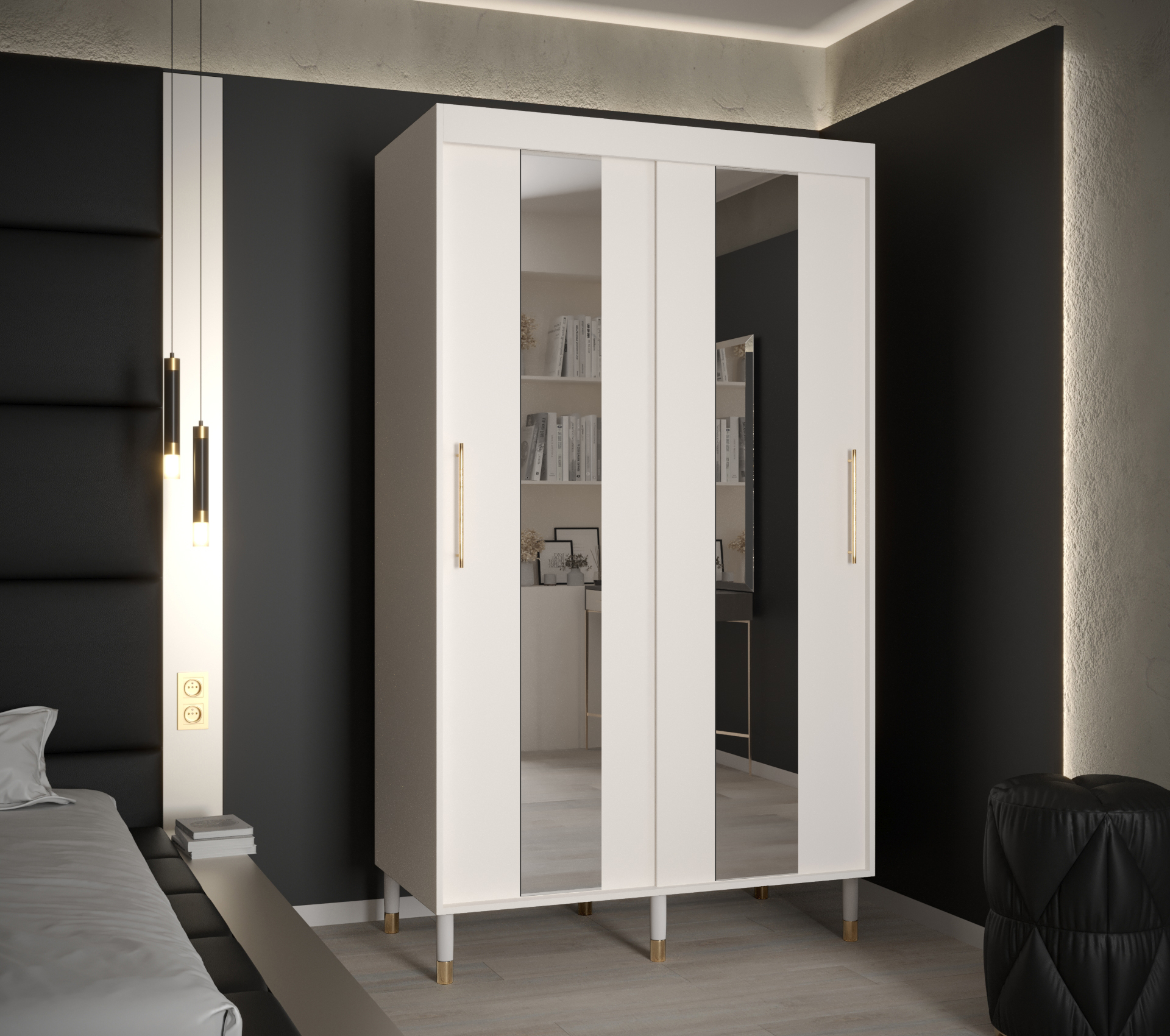 Šatní skříň Abi Calipso Pol Barva korpusu: Bílá, Rozměry: 120 cm, Dveře: Bílá + zrcadlo - Bílá,Bílá 