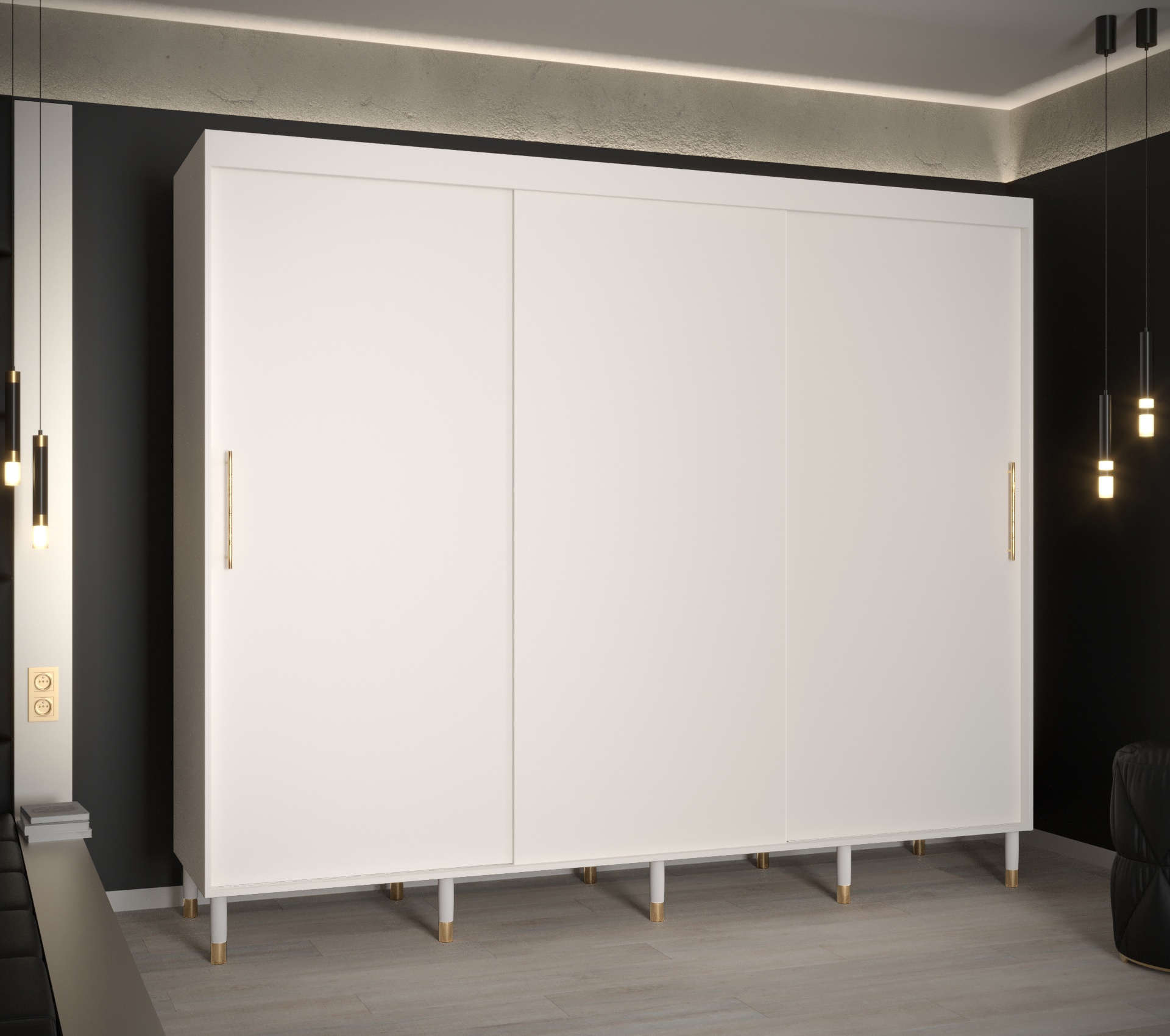 Šatní skříň Abi Calipso T Barva korpusu: Bílá, Rozměry: 250 cm, Dveře: Bílá - bez zrcadla - Bílá,Bíl