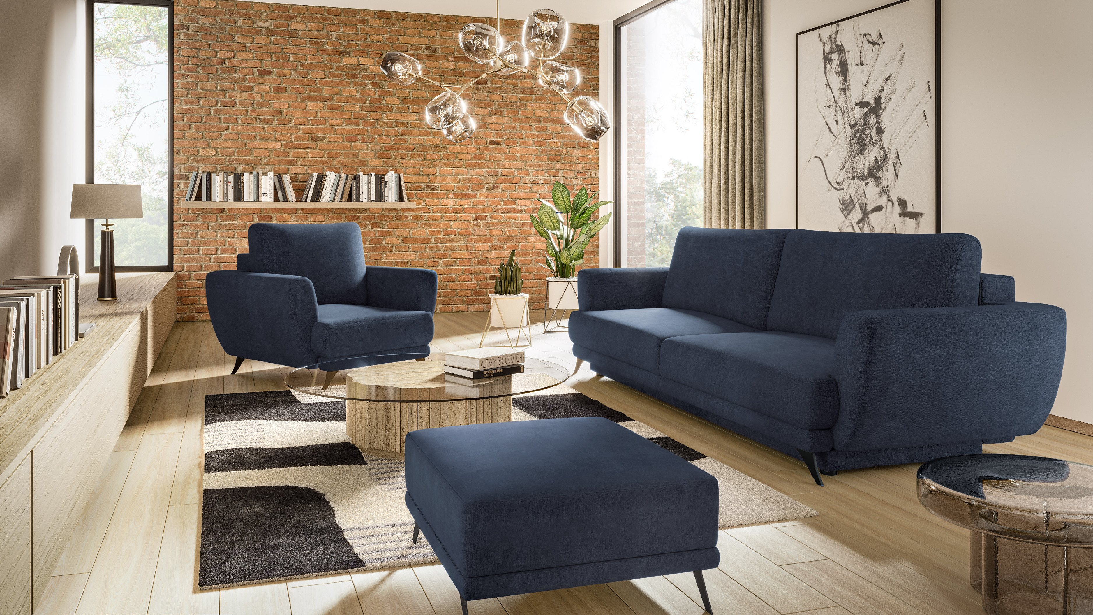 Sestava Megis - 3F+1F+taburet látka: Lukso 40