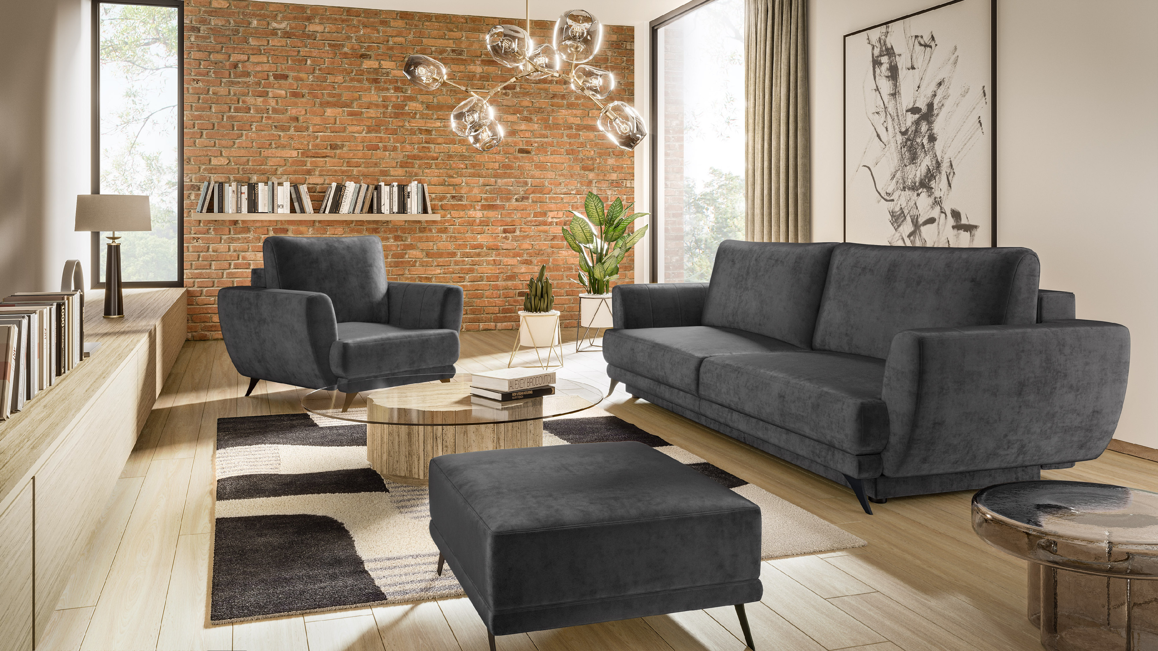 Sestava Megis - 3F+1F+taburet látka: Nube 6