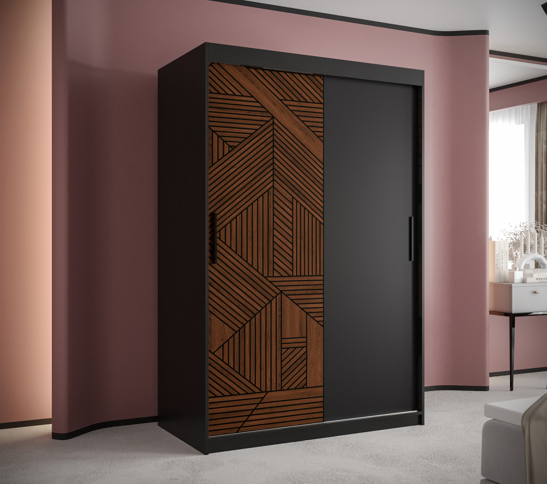 Šatní skříň Abi Marsylia Barva korpusu: Černá, Rozměry: 120 cm, Dveře: Marsylia + černá