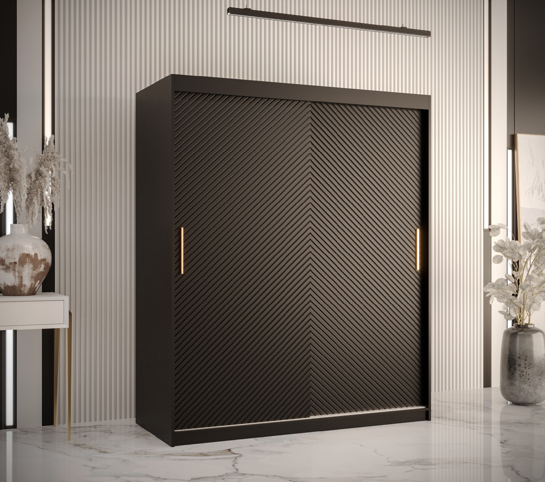 Šatní skříň Abi Riflo Slim Jodelka 1 Barva korpusu: Černá, Rozměry: 150 cm, Dveře: Černá - bez zrcad