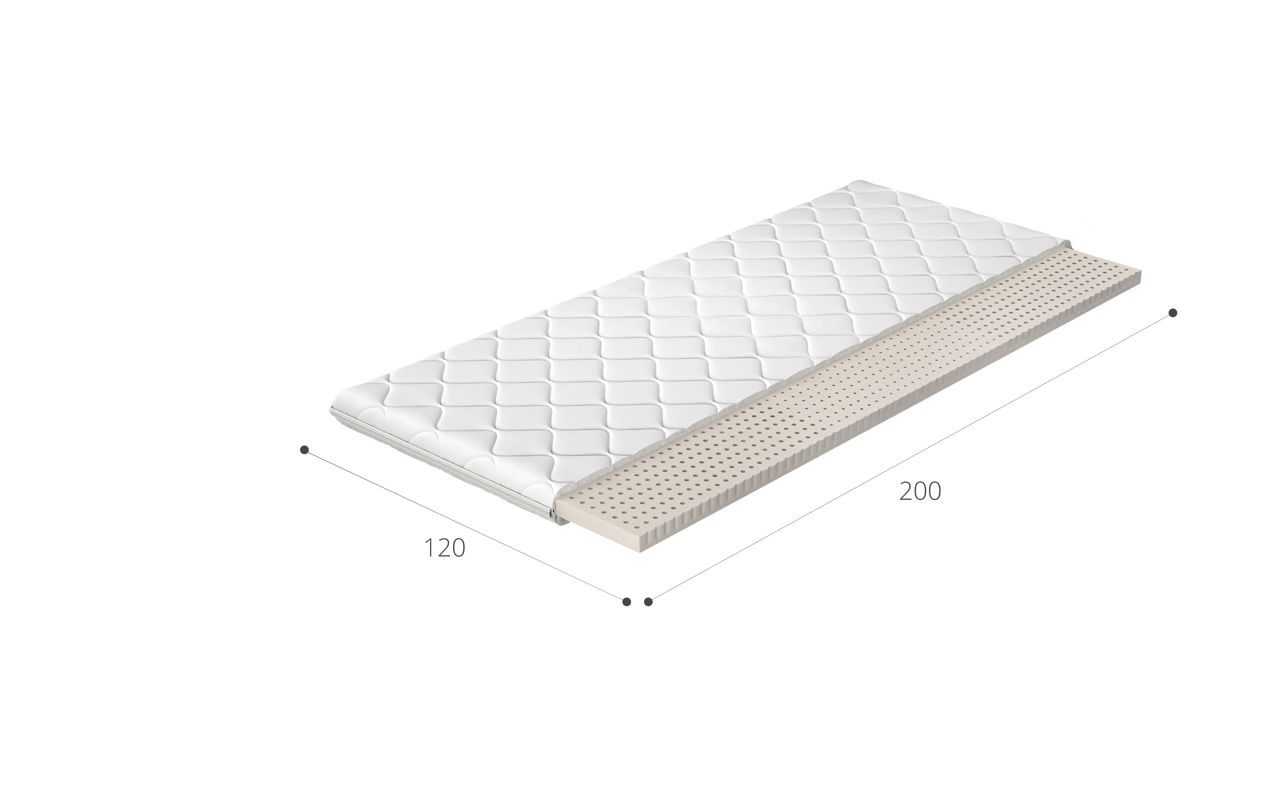 Topper z latexu na matraci Rozměr: 120 x 200 cm, Potah: Hypoalergenní potah