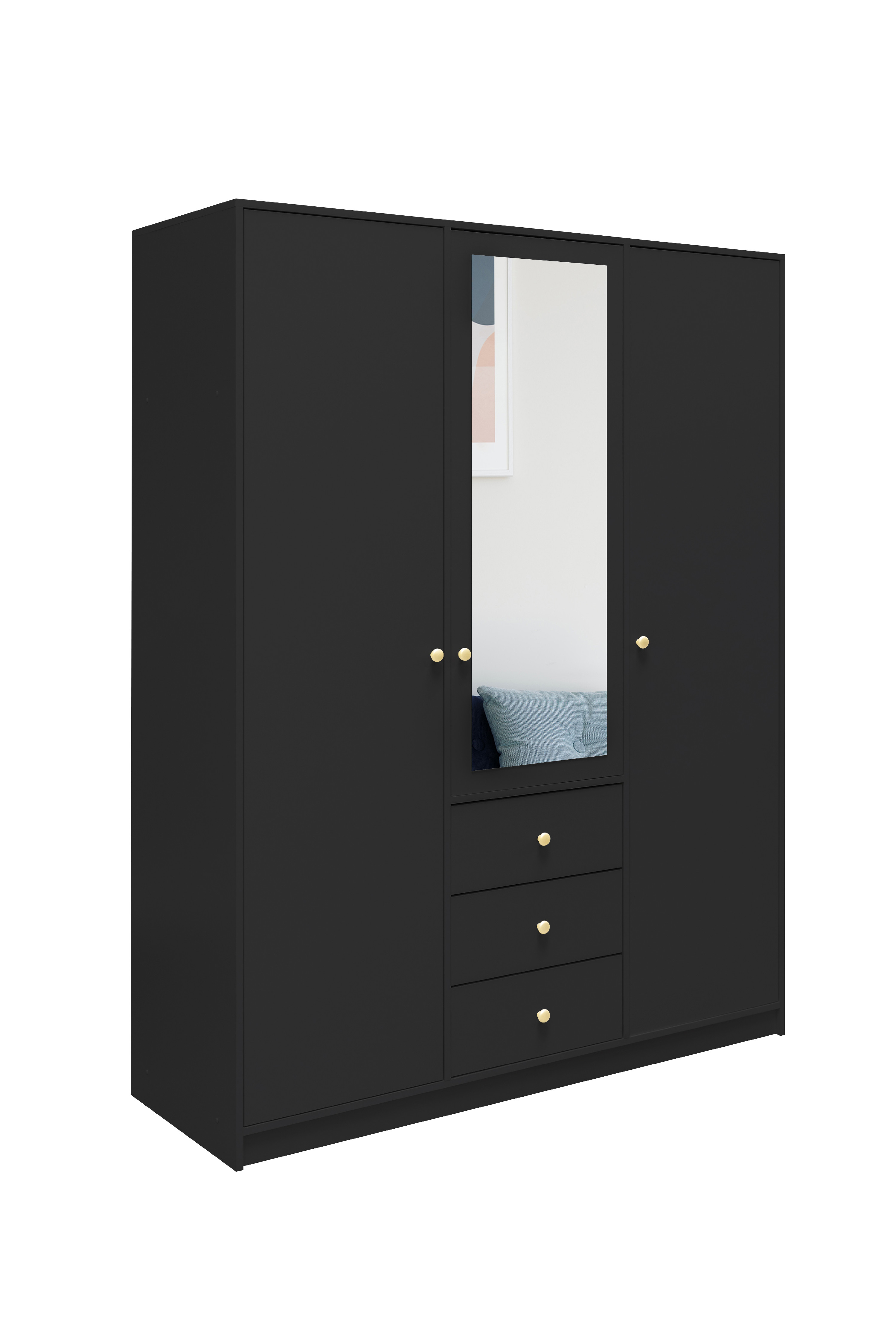 Šatní skříň Siena D3 Barva korpusu: Černá, Rozměry: 149 cm - Černá,bílá,černá, růžová,modrá,zelená