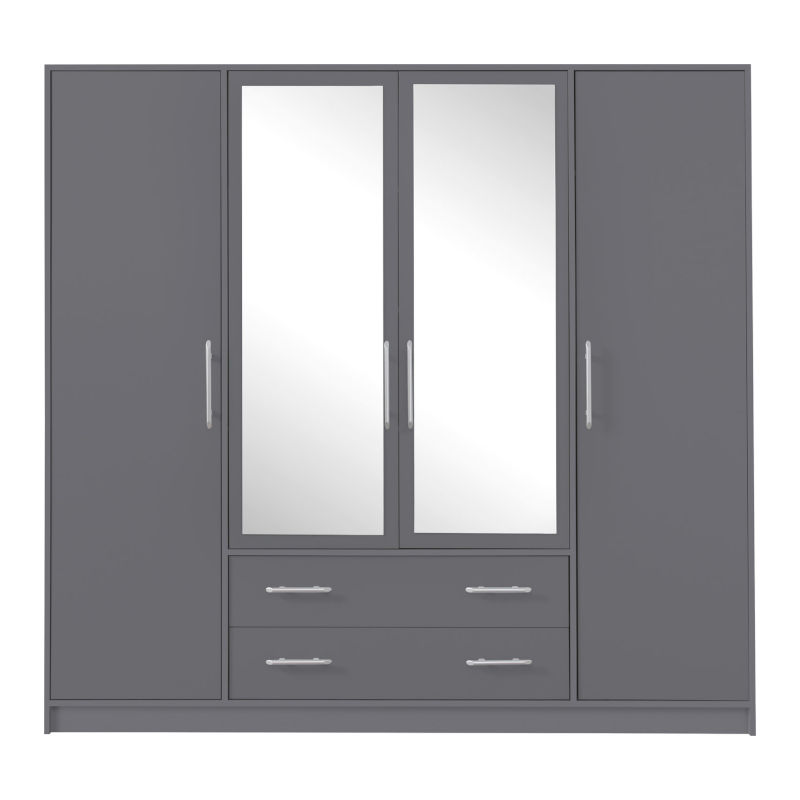 Šatní skříň Smart SR1 Dveře: Antracit, Varianta: Se zrcadlem - Antracit,bílá,dub sonoma,antracit