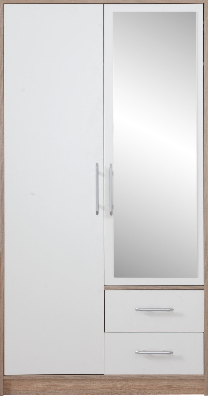 Šatní skříň Smart SR3 Varianta: Se zrcadlem, Barva korpusu + barva dveří: Dub sonoma + Bílá