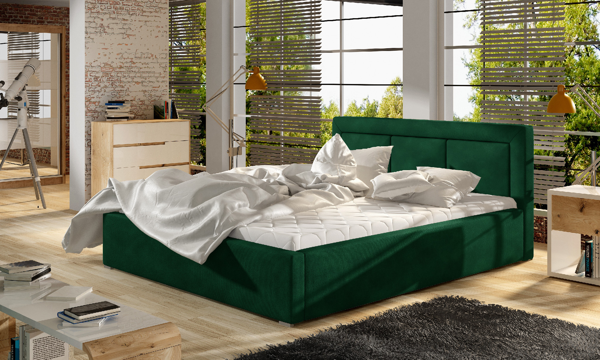 Postel Belluno - dřevěný rám postele Rozměr: 180x200 cm, látka: Kronos 19 - Kronos 19