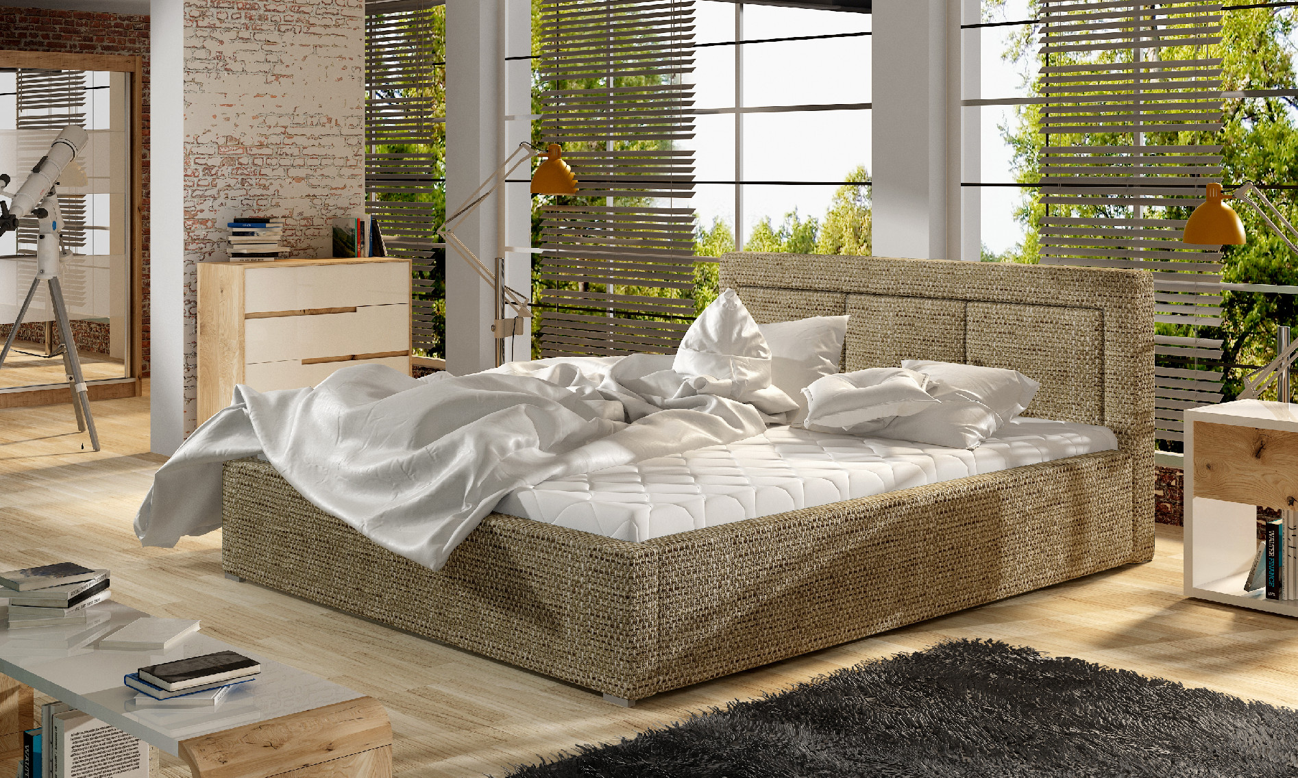 Postel Belluno - dřevěný rám postele Rozměr: 160x200 cm, látka: Berlin 03 - Berlin 03