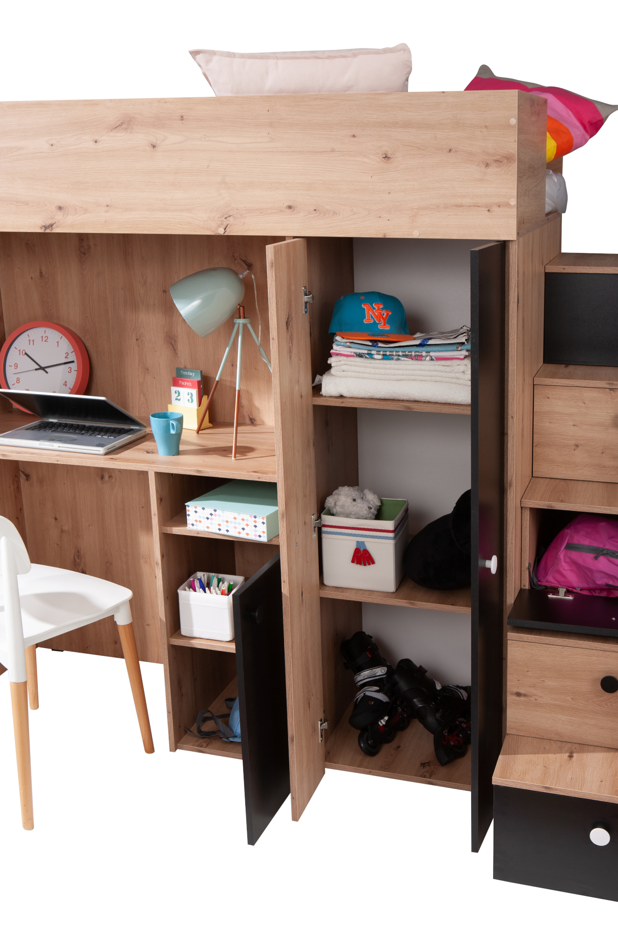 Dětský pokoj Smart 14 Barva korpusu: Dub artisan, Dveře: Černá (obrázek 7)