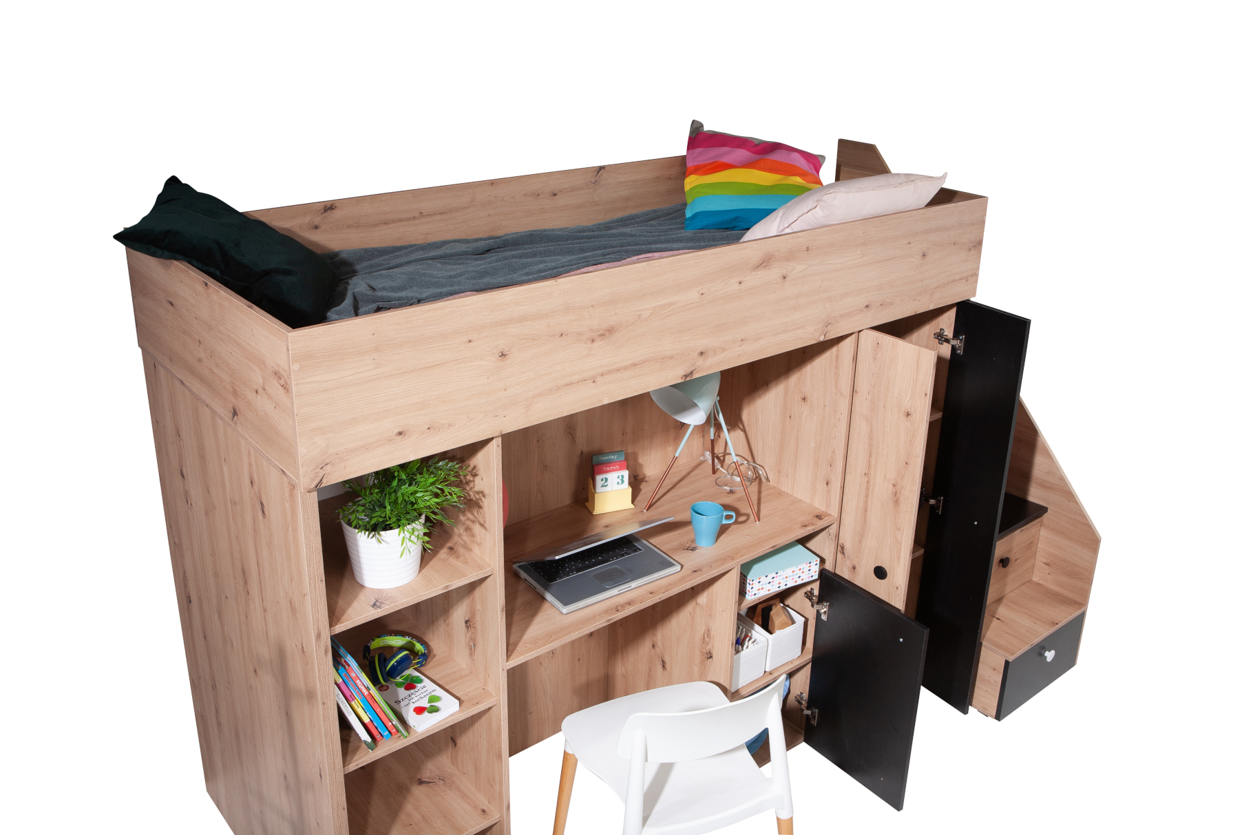 Dětský pokoj Smart 14 Barva korpusu: Dub artisan, Dveře: Černá (obrázek 9)
