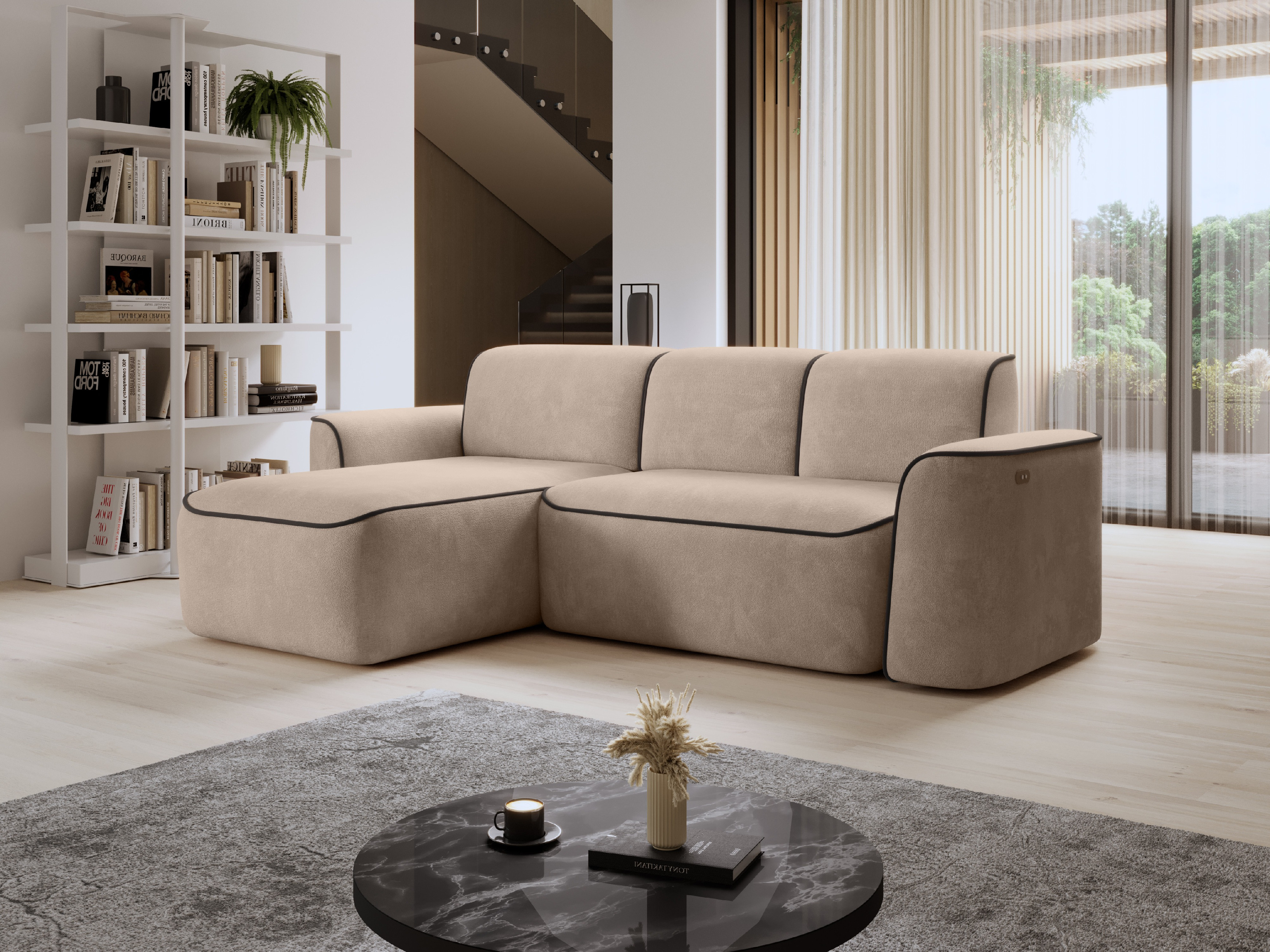 Sedací souprava Ume Provedení: Levá varianta, látka: Amore 18/ Velvet Mat 22