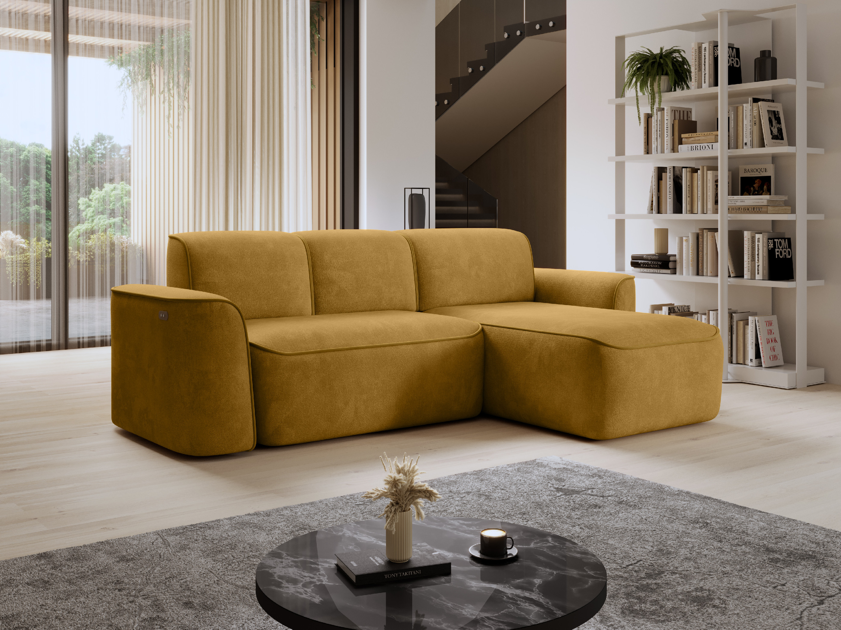 Sedací souprava Ume Provedení: Pravá varianta, látka: Amore 45/ Riviera 41