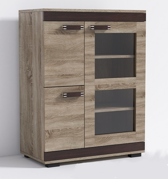 Komoda P9 Barva korpusu: Wenge, Lišta: Wenge, Barva dvířek: Šedá