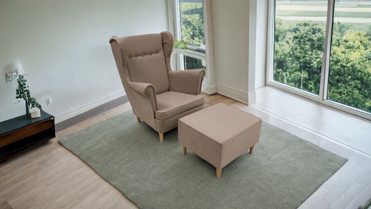 Křeslo Bresso Provedení: Křeslo + taburet, látka: Manila 15