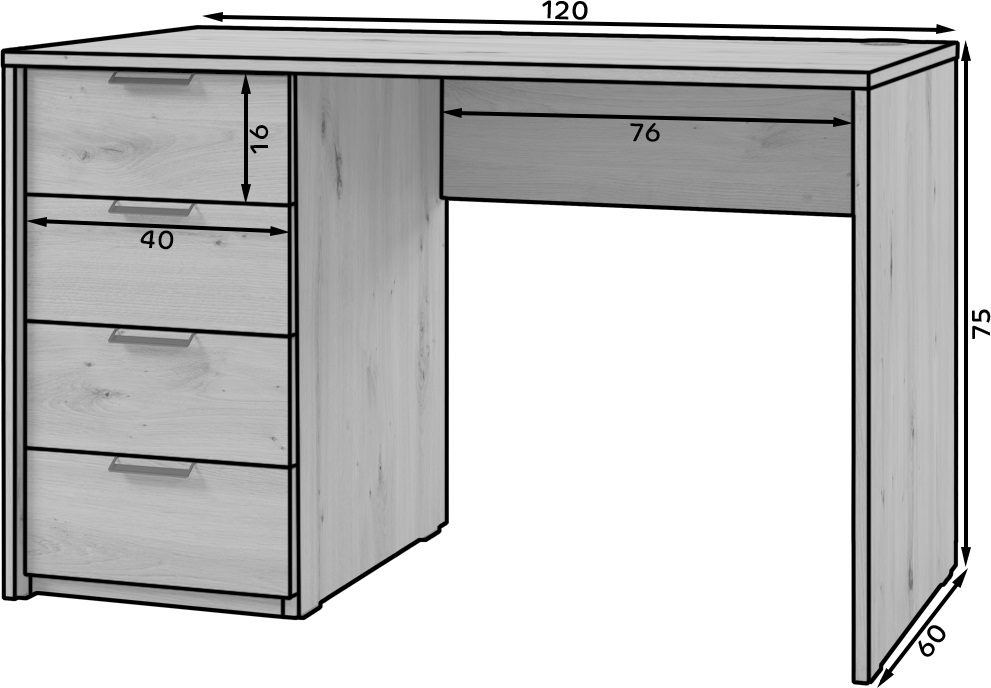 Psací stůl Barold Barva korpusu: Bílá, Rozměry: 120 cm (obrázek 5)