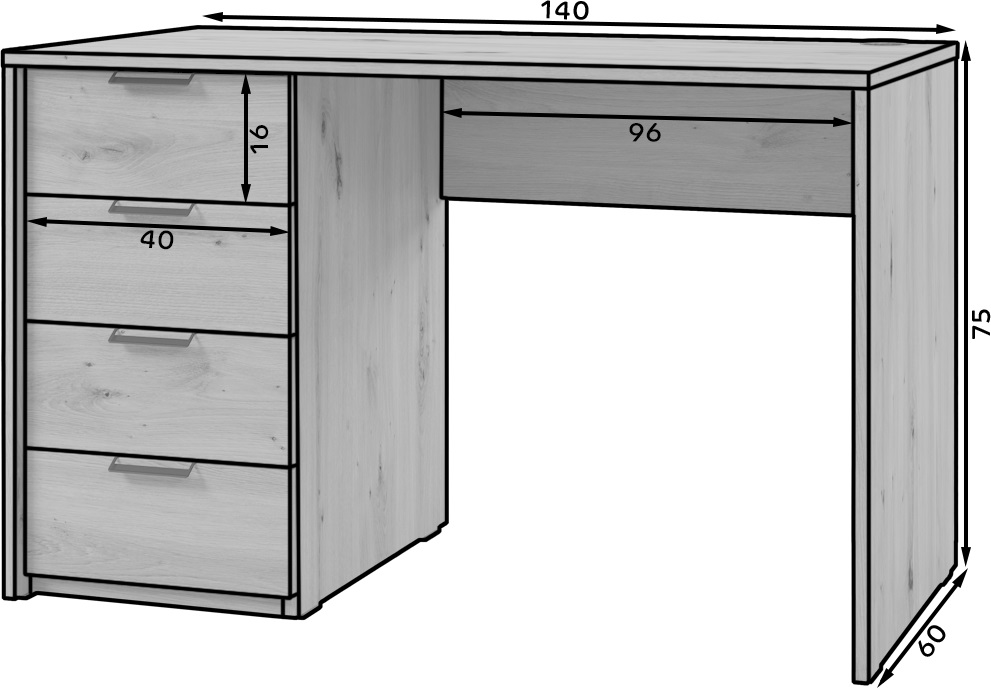 Psací stůl Barold Barva korpusu: Bílá, Rozměry: 120 cm (obrázek 6)