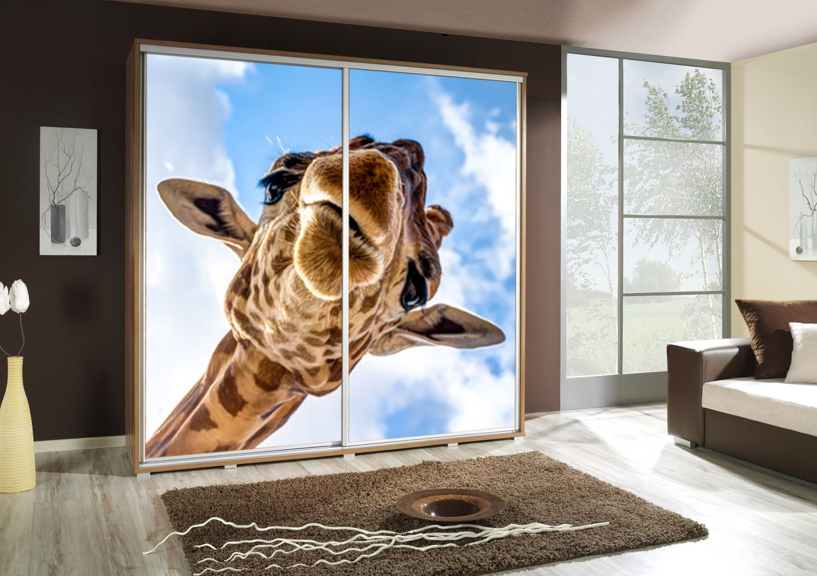Šatní skříň Penelopa 2 Žirafa Barva korpusu: Bílá, Rozměry: 205 cm - Bílá